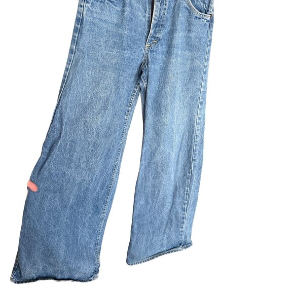 Lee Womens Wide-Leg High-Waist Moon Embroidered Jeans Blue Denim - Picture 2 of 6